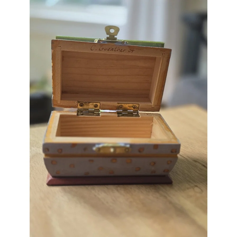 Artisan Hand-Painted Signed Wooden Keepsake Trinket Box Size 3